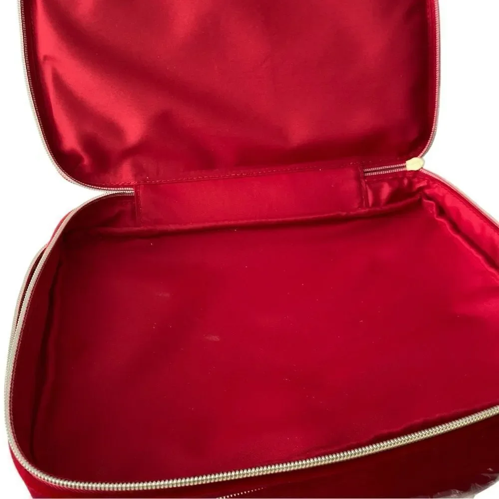 Estee Lauder Luxurious Red Velvet Makeup/Cosmetics Box Bag with Bow